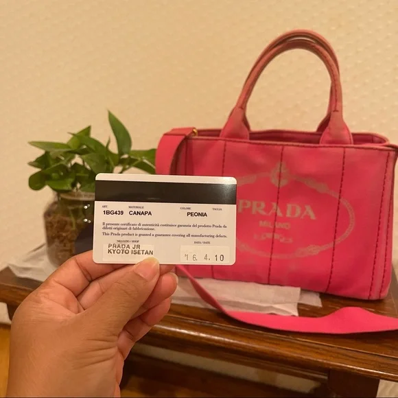 Authentic Prada Canapa Handbag/ sling bag Color Peonia/ Pink - Picture 7 of 15